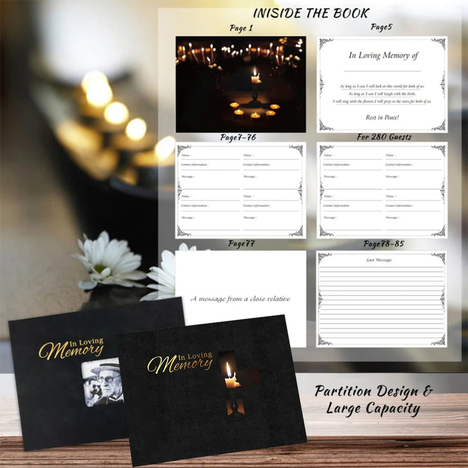Funeral guest book memory album funeral sign-in black guest signature book life anniversary celebration Day of the Dead gifts