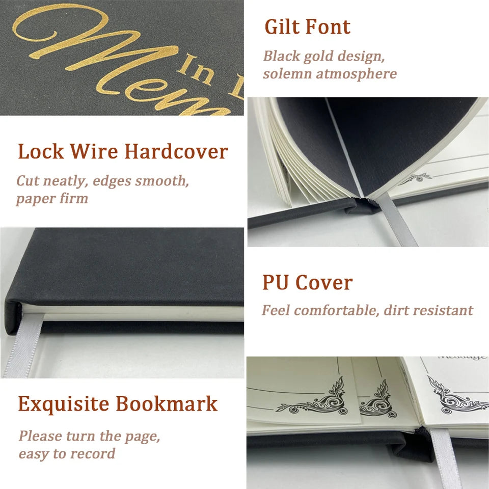 Funeral guest book memory album funeral sign-in black guest signature book life anniversary celebration Day of the Dead gifts