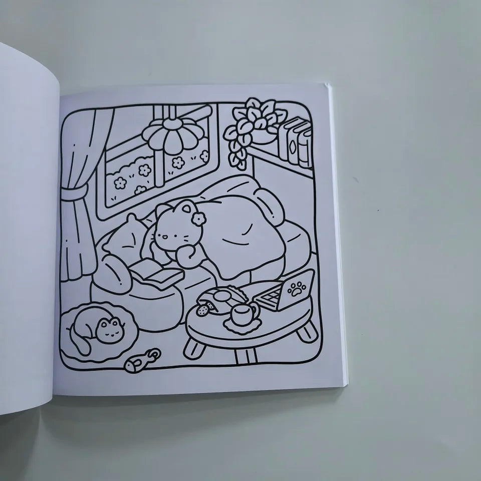 Cute Animal Stress Relief Coloring Book - Calm Days Drawing Perfect Gift for Birthday Christmas Party