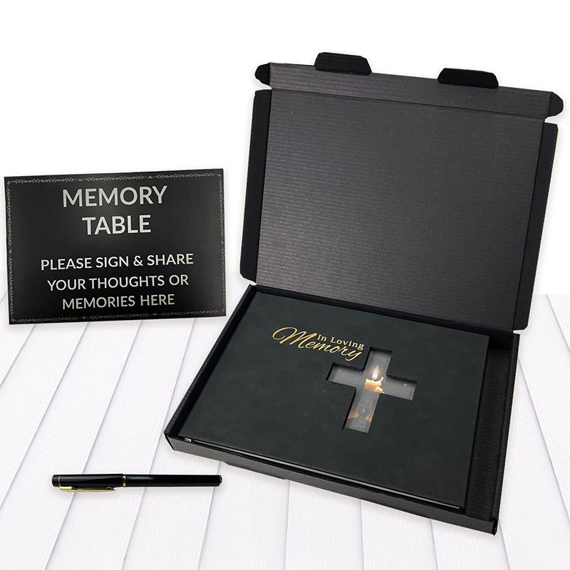 Funeral guest book memory album funeral sign-in black guest signature book life anniversary celebration Day of the Dead gifts