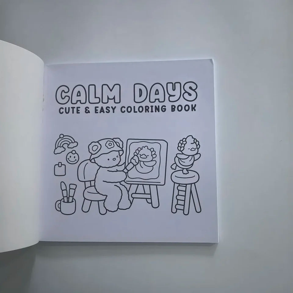 Cute Animal Stress Relief Coloring Book - Calm Days Drawing Perfect Gift for Birthday Christmas Party
